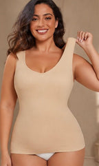 Débardeur gainant nude femme ventre plat col en V - BODY PARIS
